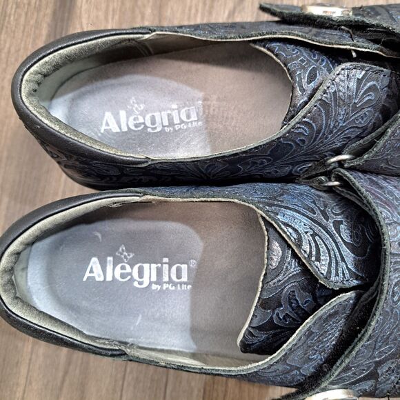 ALEGRIA Joleen Navy Swish Clog. Casual Slip On Floral Shoes Women's Size 10.5M - Picture 8 of 9
